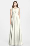 ColsBM Nala Cream Simple Wide Square Sleeveless Zip up Chiffon Floor Length Bridesmaid Dresses