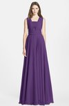 ColsBM Nala Dark Purple Simple Wide Square Sleeveless Zip up Chiffon Floor Length Bridesmaid Dresses