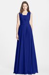 ColsBM Nala Electric Blue Simple Wide Square Sleeveless Zip up Chiffon Floor Length Bridesmaid Dresses