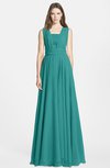 ColsBM Nala Emerald Green Simple Wide Square Sleeveless Zip up Chiffon Floor Length Bridesmaid Dresses