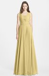ColsBM Nala Gold Simple Wide Square Sleeveless Zip up Chiffon Floor Length Bridesmaid Dresses