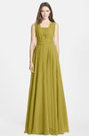 ColsBM Nala Golden Olive Simple Wide Square Sleeveless Zip up Chiffon Floor Length Bridesmaid Dresses