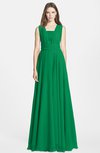 ColsBM Nala Green Simple Wide Square Sleeveless Zip up Chiffon Floor Length Bridesmaid Dresses