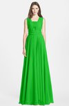 ColsBM Nala Jasmine Green Simple Wide Square Sleeveless Zip up Chiffon Floor Length Bridesmaid Dresses
