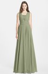 ColsBM Nala Moss Green Simple Wide Square Sleeveless Zip up Chiffon Floor Length Bridesmaid Dresses