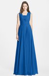 ColsBM Nala Royal Blue Simple Wide Square Sleeveless Zip up Chiffon Floor Length Bridesmaid Dresses