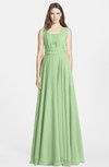 ColsBM Nala Sage Green Simple Wide Square Sleeveless Zip up Chiffon Floor Length Bridesmaid Dresses