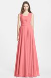 ColsBM Nala Shell Pink Simple Wide Square Sleeveless Zip up Chiffon Floor Length Bridesmaid Dresses