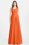 ColsBM Nala Tangerine Simple Wide Square Sleeveless Zip up Chiffon Floor Length Bridesmaid Dresses