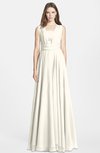 ColsBM Nala Whisper White Simple Wide Square Sleeveless Zip up Chiffon Floor Length Bridesmaid Dresses