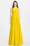 ColsBM Nala Yellow Simple Wide Square Sleeveless Zip up Chiffon Floor Length Bridesmaid Dresses