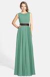 ColsBM Madalyn Beryl Green Glamorous Sleeveless Zip up Chiffon Floor Length Ruching Bridesmaid Dresses