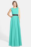 ColsBM Madalyn Blue Turquoise Glamorous Sleeveless Zip up Chiffon Floor Length Ruching Bridesmaid Dresses