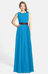 ColsBM Madalyn Cornflower Blue Glamorous Sleeveless Zip up Chiffon Floor Length Ruching Bridesmaid Dresses