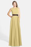 ColsBM Madalyn Gold Glamorous Sleeveless Zip up Chiffon Floor Length Ruching Bridesmaid Dresses