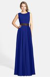 ColsBM Madalyn Nautical Blue Glamorous Sleeveless Zip up Chiffon Floor Length Ruching Bridesmaid Dresses