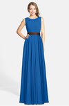 ColsBM Madalyn Royal Blue Glamorous Sleeveless Zip up Chiffon Floor Length Ruching Bridesmaid Dresses