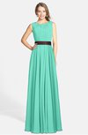 ColsBM Madalyn Seafoam Green Glamorous Sleeveless Zip up Chiffon Floor Length Ruching Bridesmaid Dresses