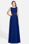ColsBM Madalyn Sodalite Blue Glamorous Sleeveless Zip up Chiffon Floor Length Ruching Bridesmaid Dresses