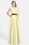 ColsBM Madalyn Soft Yellow Glamorous Sleeveless Zip up Chiffon Floor Length Ruching Bridesmaid Dresses