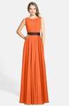 ColsBM Madalyn Tangerine Glamorous Sleeveless Zip up Chiffon Floor Length Ruching Bridesmaid Dresses