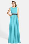 ColsBM Madalyn Turquoise Glamorous Sleeveless Zip up Chiffon Floor Length Ruching Bridesmaid Dresses