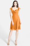 ColsBM Liliana Orange Modern A-line Wide Square Chiffon Knee Length Bridesmaid Dresses