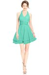 ColsBM Amaris Seafoam Green Luxury Fit-n-Flare V-neck Knee Length Ruching Bridesmaid Dresses