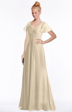 ColsBM Ellen Champagne Modern A-line V-neck Short Sleeve Zip up Floor Length Bridesmaid Dresses