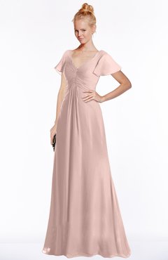 ColsBM Ellen Dusty Rose Modern A-line V-neck Short Sleeve Zip up Floor Length Bridesmaid Dresses
