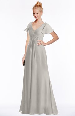 ColsBM Ellen Hushed Violet Modern A-line V-neck Short Sleeve Zip up Floor Length Bridesmaid Dresses