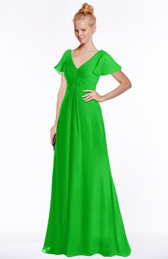 ColsBM Ellen Jasmine Green Modern A-line V-neck Short Sleeve Zip up Floor Length Bridesmaid Dresses