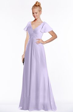 ColsBM Ellen Light Purple Modern A-line V-neck Short Sleeve Zip up Floor Length Bridesmaid Dresses