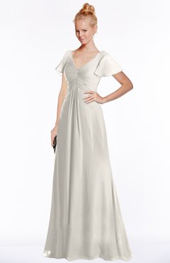 ColsBM Ellen Off White Modern A-line V-neck Short Sleeve Zip up Floor Length Bridesmaid Dresses
