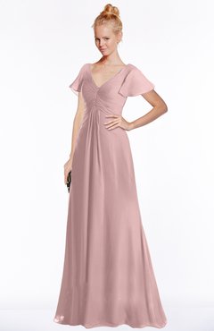ColsBM Ellen Silver Pink Modern A-line V-neck Short Sleeve Zip up Floor Length Bridesmaid Dresses