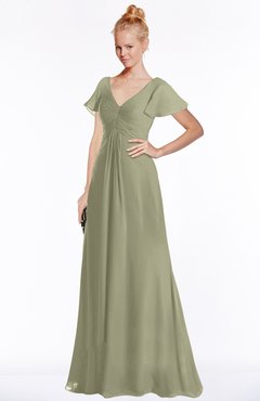 ColsBM Ellen Sponge Modern A-line V-neck Short Sleeve Zip up Floor Length Bridesmaid Dresses