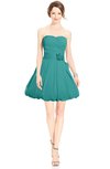 ColsBM Jordynn Emerald Green Glamorous Fit-n-Flare Zip up Knee Length Ruching Bridesmaid Dresses