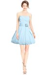ColsBM Jordynn Ice Blue Glamorous Fit-n-Flare Zip up Knee Length Ruching Bridesmaid Dresses