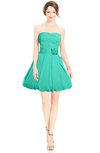 ColsBM Jordynn Viridian Green Glamorous Fit-n-Flare Zip up Knee Length Ruching Bridesmaid Dresses