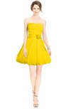 ColsBM Jordynn Yellow Glamorous Fit-n-Flare Zip up Knee Length Ruching Bridesmaid Dresses