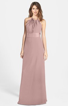 ColsBM Leah Blush Pink Luxury A-line Sleeveless Zip up Chiffon Floor Length Bridesmaid Dresses