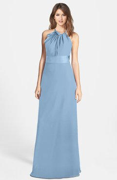 ColsBM Leah Dusty Blue Luxury A-line Sleeveless Zip up Chiffon Floor Length Bridesmaid Dresses
