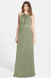 ColsBM Leah Moss Green Luxury A-line Sleeveless Zip up Chiffon Floor Length Bridesmaid Dresses