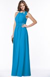 ColsBM Alison Cornflower Blue Glamorous A-line Zip up Chiffon Floor Length Pleated Bridesmaid Dresses