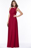 ColsBM Alison Dark Red Glamorous A-line Zip up Chiffon Floor Length Pleated Bridesmaid Dresses