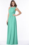 ColsBM Alison Mint Green Glamorous A-line Zip up Chiffon Floor Length Pleated Bridesmaid Dresses