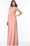 ColsBM Alison Peach Glamorous A-line Zip up Chiffon Floor Length Pleated Bridesmaid Dresses