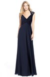 ColsBM Kara Dark Sapphire Modest Fit-n-Flare V-neck Sleeveless Chiffon Floor Length Bridesmaid Dresses