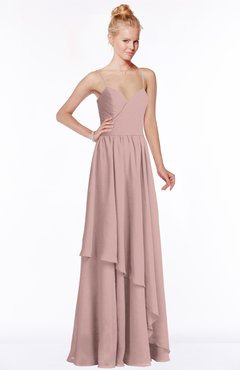 ColsBM Allison Blush Pink Gorgeous Sleeveless Zip up Floor Length Ruching Bridesmaid Dresses