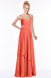 ColsBM Allison Living Coral Gorgeous Sleeveless Zip up Floor Length Ruching Bridesmaid Dresses